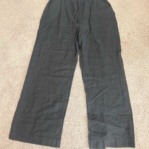 Abercrombie & Fitch Black Linen Pull On Wide Leg Pant